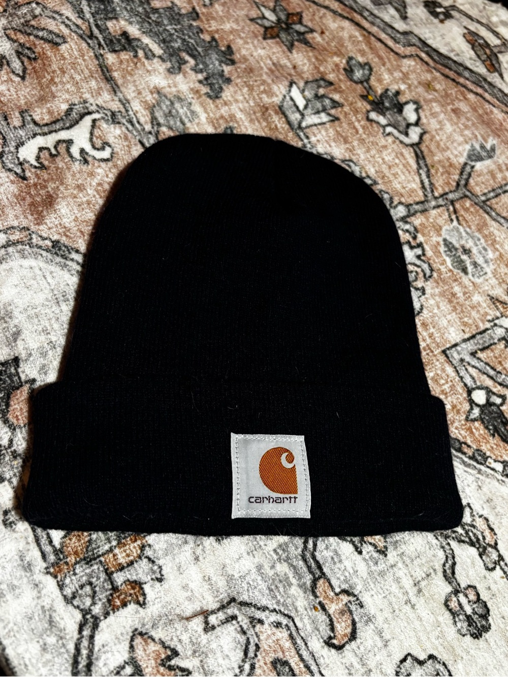 Carhartt Navy Knit Cuffed Beanie with Logo Patch